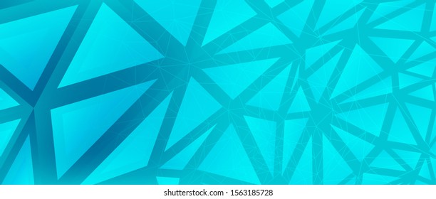 Graphic Polygon Background. Gradient Futuristic Wallpaper. Geometric Triangle Landing Page. Blue Science Banner. Digital Polygonal Pattern. Blue Technology Presentation. Graphic Polygon Banner.