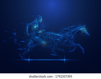 Graphic Of Polygon Horse And Man Racing With Futuristic Element