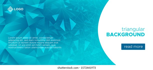 Graphic Polygon Illustration. Gradient Technology Wallpaper. Geometric Triangle Landing Page. Blue Science Banner. Digital Polygonal Pattern. Blue Futuristic Background. Graphic Polygon Pattern.
