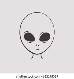 Graphic portrait alien teleporting from UFO. Isolated Images for T-shirts on white background. Hand drawn vector illustration