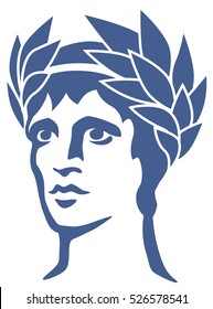 Graphic Portrait Of The Ancient Greek God Apollo In The Laurel Wreath