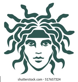 graphic portrait of the Gorgon Medusa, a character in Greek mythology