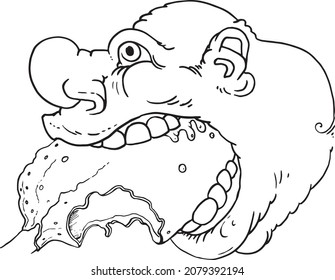 Graphic Portrait Illustration Gluttony Human Quality Stock Vector ...