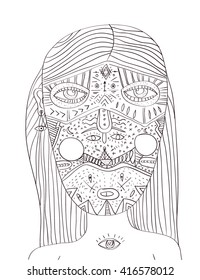 Graphic portrait  Indian. 