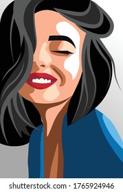 Graphic portrait of a stylish brunette