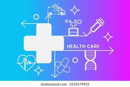 Graphic poster, Comprehensive health care and medical information, Health details, Travel to hospital and medication