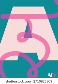 Graphic Poster Featuring Fluid Line and Bold Letterform, - Modern Alphabet Texture, Clean Design with Organic Stroke and Structured Typography