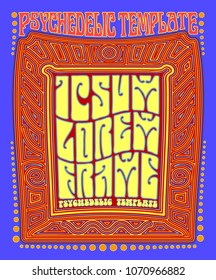 A graphic poster or flyer template in the style of the San Francisco psychedelic music scene of the 1960s