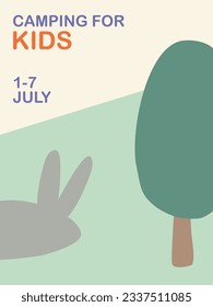 afiche gráfico para niños camping ilustración vectorial