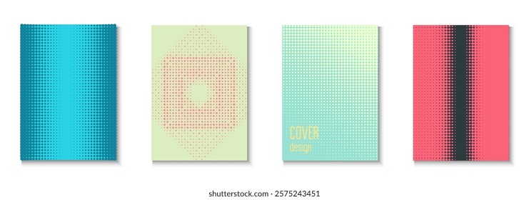 Graphic Poster Set. Cool Circles In Minimal Layout. Minimalistic Brochure In 2d Frame. Line Flyer. Minimalist Halftone Pattern. Geometric Wave Template. Trendy Graphic Poster