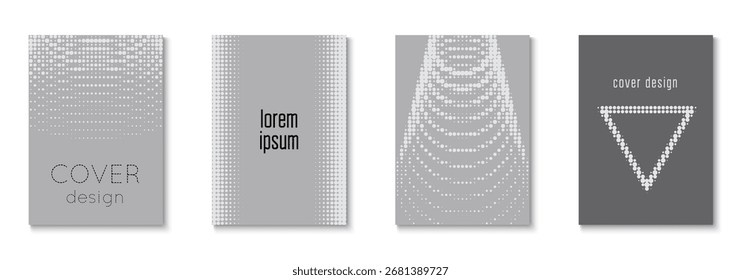 Conjunto de póster gráfico. Círculos De Verano Con Arte Moderno. Folleto Minimalista En Marco 2D. Patrón gris de 1980. Cubierta de línea. Volante De Negocios En Blanco Y Escala De Grises. Póster gráfico negro