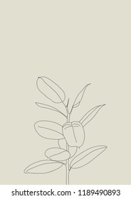 Graphic print of Ficus Tree. Poster in Scandinavian style