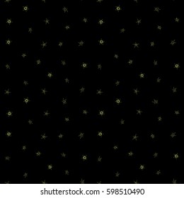 Graphic print flower pattern in green colors on a black. Vector illustration. Seamless pattern vector background with stylized little flowers.