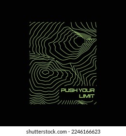 Graphic print Push your limit with illustration simple line effect, typography slogan. Abstract design with the lines style. Vector print tee shirt, typography, poster