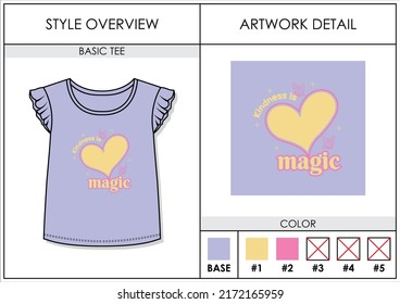 graphic print for tees, basic tees for kids girl or girls, with typography kindness is magic and love illustration, design vector illustration, tees design concept