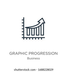 Graphic progression icon. Thin linear graphic progression outline icon isolated on white background from business collection. Line vector sign, symbol for web and mobile
