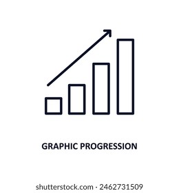 graphic progression outline icon.  Thin line icon from business collection. Editable vector isolated on white background