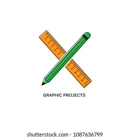 Graphic Projects Illustration. Vector Icon. 