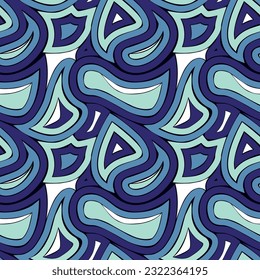 grafische psychedelische, wellenartige, funky, flatternde Rhombusse, nahtloses Muster