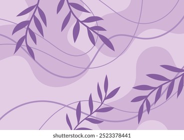 Fondo gráfico de la decoración del arte de la hoja de la línea púrpura. Ilustración vectorial.