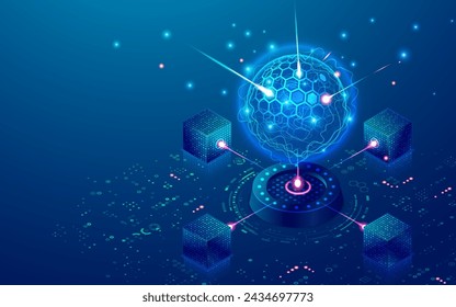 graphic of quantum computer presented with isometric view