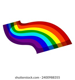graphic rainbow cartoon. rain wave, bright arc, effect transparent graphic rainbow sign. isolated symbol vector illustration