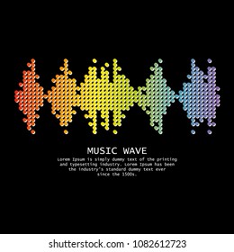 Graphic Rainbow circles logo Equalizer.Vector illustration of colorful musical bar showing volume on black background