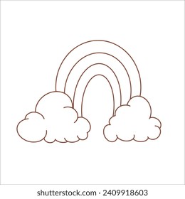 Graphic rainbow with clouds. Vector Illustration.Hand drawn illustration.