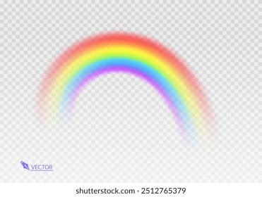 
Arco-íris gráfico com fundo transparente Arco de forma realista isolado no fundo branco transparente. Luz colorida e elemento de design brilhante