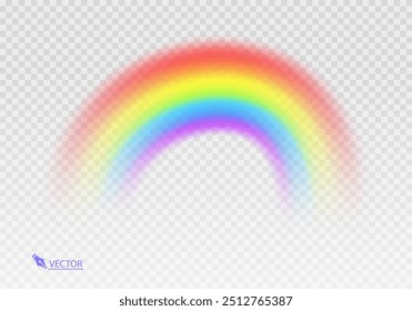 
Arco iris gráfico con fondo transparente Forma arco realista aislado sobre fondo blanco transparente. Luz colorida y elemento de diseño brillante