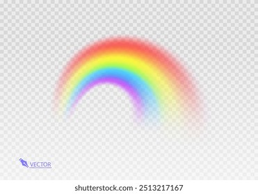 Graphic rainbow with transparent background  Shape arch realistic isolated on white transparent background. Colorful light and bright design element Vector illustration