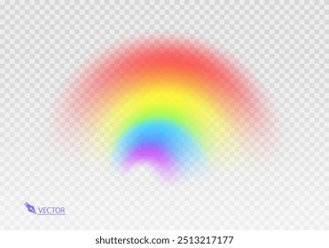 Graphic rainbow with transparent background  Shape arch realistic isolated on white transparent background. Colorful light and bright design element Vector illustration