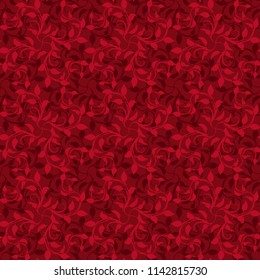 Graphic realistic detailed red branch of rose with leaves and thorns. Vector floral ornament seamless pattern.