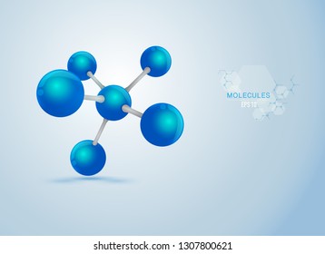 graphic of realistic molecule structure on light-bule background - Shutterstock ID 1307800621