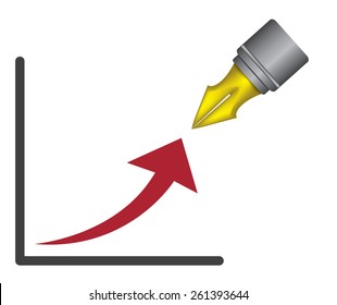 graphic and red arrow with 3d pen