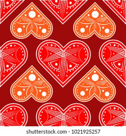 Graphic red hearts love vector.Graphic silhouette of the heart. Feast of the Holy Valentine. Seamless pattern Happy Valentine s day.