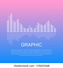 Graphic reflecting business column chart isolated with text underneath. Commercial presentation about progress and regression drawn in diagram. Vector illustration of variable diagram in flat style