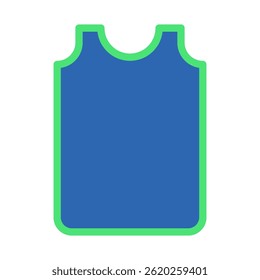 Graphic rendition of sleeveless shirt, representing sporty attire, apparel concept