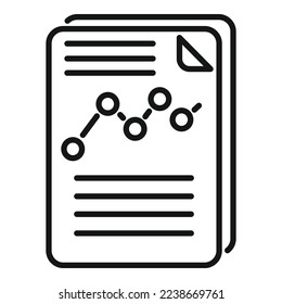 vector de contorno de icono de informe gráfico. Página Finanzas. Documento de trabajo