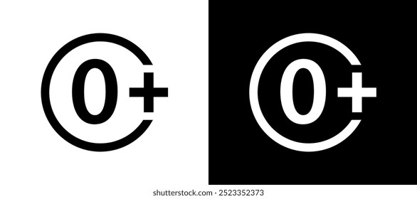 Graphic representation of the 0+ age restriction symbol on contrasting backgrounds