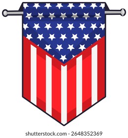 Uma representação gráfica da bandeira americana enfatizando estrelas e listras.