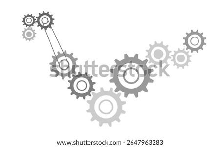 Graphic representation of cogwheels in machinery. Conceptual vector illustration. 