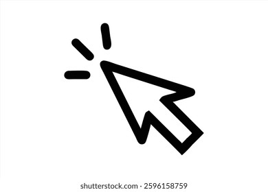 A graphic representation of a cursor symbolizing an action or interaction. The design features radiating lines indicating clicking or selecting.