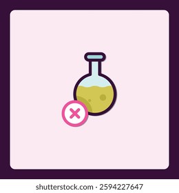 Graphic representation depicting an unacceptable liquid compound in a flask