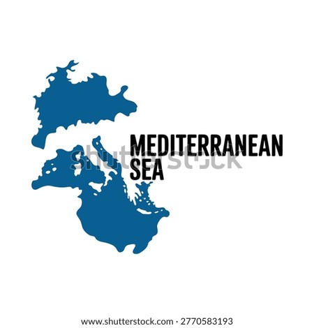 A graphic representation depicts the mediterranean sea area outlined in blue with text labeling