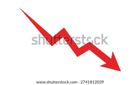 Graphic representation of a downward trend with a red arrow