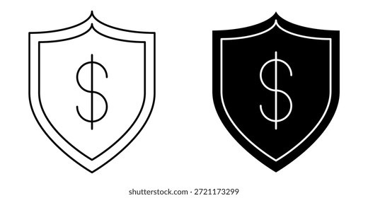 graphic representation of financial security, featuring two shield icons with dollar symbols.