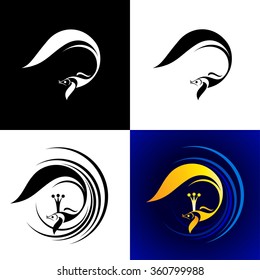 Graphic representation of fish. Fairy tale character. Sign. Vector logo.