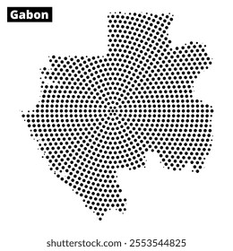 A graphic representation of Gabon highlights its distinct geographic shape and patterns. The map presents a unique visual interpretation.