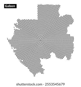 A graphic representation of Gabon highlights its distinct geographic shape and patterns. The map presents a unique visual interpretation.